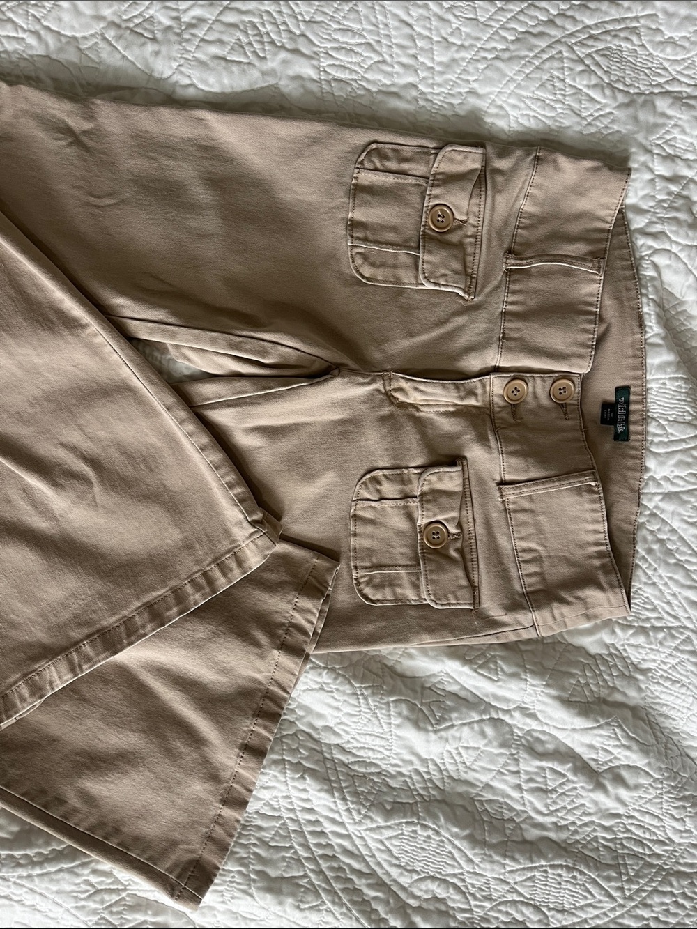 Khaki Button-Front Pocket Pants